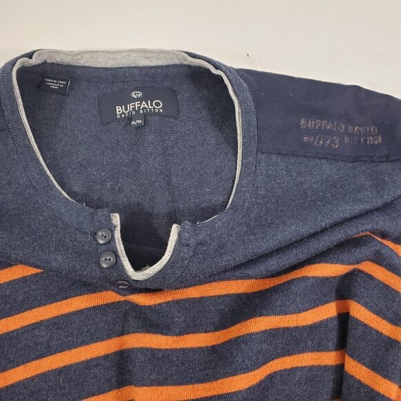 Buffalo David Bitton Men's V-Neck Dark Blue Pullover Sweater - Size XL - Picture 8 of 11